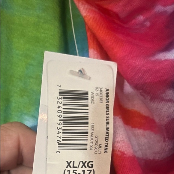 NWT No Boundaries Juniors Tie Die Razorback T-Shirt XL-GL 15-17 - Picture 4 of 6